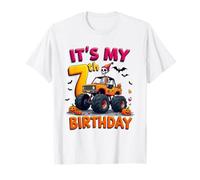 It's My 7th Birthday Boy Skeleton Monster Truck Halloween Maglietta