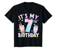 It's My 7th Birthday Bubble Boba Tea Party 7 Anni Ragazza Maglietta