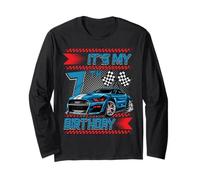 It's My 7th Birthday Race Car Party Outfit 7 Year Old Boys Maglia a Manica