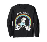 It's My 7th Cute Unicorn 7 Year Old Girls Maglia a Manica