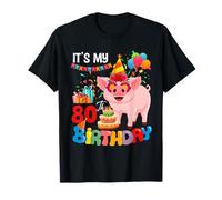It's My 80th Birthday Carino Pig Colorful Costume Family Maglietta