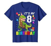 It's My 8th Birthday Happy 8 Year T-Rex Shirt Boy Maglietta, Bambini, Blu Reale, 8 Anni