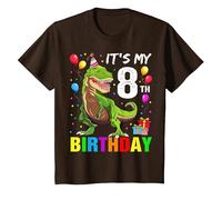 It's My 8th Birthday Happy 8 Year T-Rex Shirt Boy Maglietta, Bambini, Marrone, 3 Anni