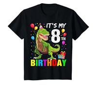 It's My 8th Birthday Happy 8 Year T-Rex Shirt Boy Maglietta, Bambini, Nero, 8 Anni