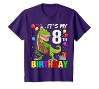 It's My 8th Birthday Happy 8 Year T-Rex Shirt Boy Maglietta, Bambini, Viola, 4 Anni