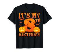 It's My 8th Birthday Pumpkins 8 Anni Halloween Day Kids Maglietta