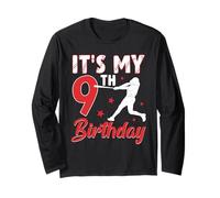 It's My 9th Birthday Boy Baseball Party 9 Anni Maglia a Manica