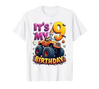It's My 9th Birthday Boy Skeleton Monster Truck Halloween Maglietta