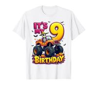 It's My 9th Birthday Boy Skeleton Monster Truck Halloween Maglietta