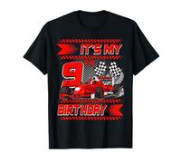 It's My 9th Birthday Race Car Party Outfit 9 Year Old Boys Maglietta