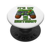 It's My 9th Birthday Shirt Gamer Video Pixel Game Party PopSockets PopGrip Adesivo