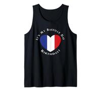 It's My Bastille Day Birthday 14 luglio Bandiera Francese Cuore Canotta