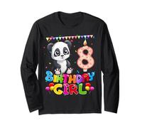 It's My Birthday 8 Panda Cute Birthday Panda Girl 8th Maglia a Manica