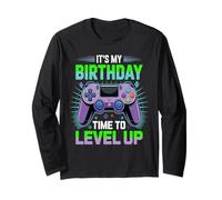 It's My Birthday Boy Time to Level Up Videogioco Regalo Ragazzi Maglia a Manica