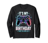 It's My Birthday Boy Time to Level Up Videogioco Regalo Ragazzi Maglia a Manica