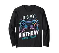 It's My Birthday Boy Time to Level Up Videogioco Regalo Ragazzi Maglia a Manica