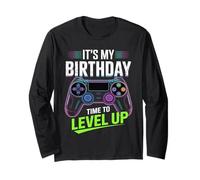 It's My Birthday Boy Time to Level Up Videogioco Regalo Ragazzi Maglia a Manica