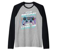 It's My Birthday Boy Time to Level Up Videogioco Regalo Ragazzi Maglia con Maniche Raglan