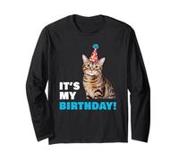 It's My Birthday! Cat Boys & Girls Watercolor Graphic Maglia a Manica