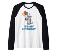 It's My Birthday Cat Maglia con Maniche Raglan