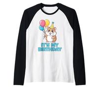 It's My Birthday Kawaii Hamster Maglia con Maniche Raglan