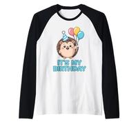 It's My Birthday Kawaii Hedgehog Maglia con Maniche Raglan