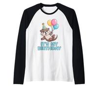 It's My Birthday Kawaii Otter Maglia con Maniche Raglan