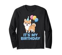 It's My Birthday Kawaii Shiba Dog Maglia a Manica