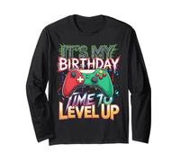 It's My Birthday Time to Level Up Videogiochi Gaming Uomini Ragazzi Maglia a Manica