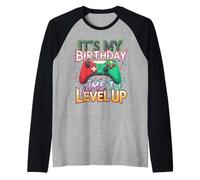It's My Birthday Time to Level Up Videogiochi Gaming Uomini Ragazzi Maglia con Maniche Raglan
