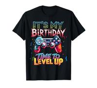 It's My Birthday Time to Level Up Videogiochi Gaming Uomini Ragazzi Maglietta