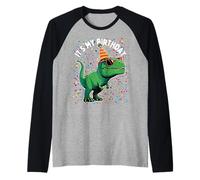 It's My Birthday Trex Rwar Dino Mite Compleanno Ragazzo Ragazza Maglia con Maniche Raglan
