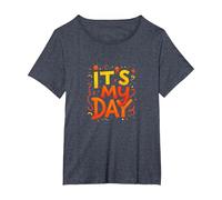It's My Day Celebration Typography Art, Compleanno Ragazza Maglietta, Donna Plus-Size, Pervinca, 3X