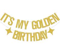 It's My Golden Birthday Banner, Happy Golden Birthday Decorations, In My Gold-en Bday Era Party Supplies, Older Wiser Hotter Party Decorations Gold