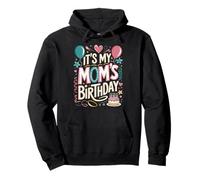 It's My Mom's Birthday Cute Graphic with Cake & Confetti Felpa con Cappuccio