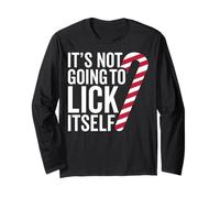 It's Not Going To Lick Itself Funny Candy Cane Natale Maglia a Manica