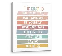 It's Okay To Not Be Okay Inspirational Quote Wall Art School Counselor Office Decor Therapy Print Canvas Painting Artwork for Classroom Psychologist Office Decor(Framed,08x12inch(20x30cm))