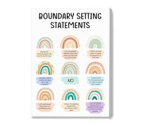 It's Okay to Set Boundaries Canvas Print - Mental Health Reminders Wall Art for Therapy Office Decor, Counseling, Nursery, Bedroom to Encourage Emotional Wellness (Framed,08x12inch(20x30cm))
