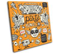"It's Party Time" Illustration SINGLE TELA parete arte foto stampa