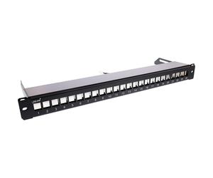 ITS Patch panel a 24 vie, Keystone blank panel con estrazione, 19 1U nero