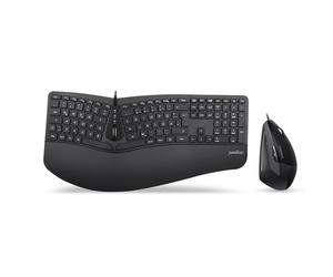 ITS Perixx PERIDUO-505B, Layout DE, Set tastiera e mouse, cavo USB, ergonomico,