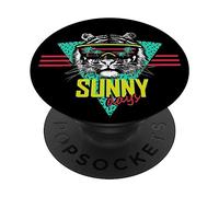 It's Sunny Days Cool Summer Vibes - T-shirt con grafica a forma di tigre PopSockets PopGrip Adesivo