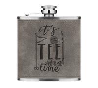 It's Tee Time 170ml pelle Sintetica Hip Flask Grigio Divertente Golf Papà Giorno