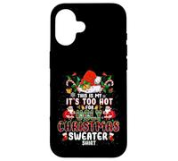 It's Too Hot For Ugly Christmas Sweater Santa Xmas Pajamas Custodia per iPhone 16