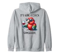 It's Wine O Clock Drinking Parrot Its 5 O'Clock Somewhere Felpa con Cappuccio