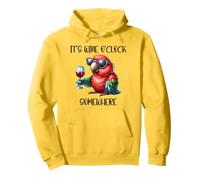 It's Wine O Clock Drinking Parrot Its 5 O'Clock Somewhere Felpa con Cappuccio