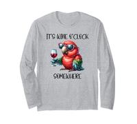 It's Wine O Clock Drinking Parrot Its 5 O'Clock Somewhere Maglia a Manica