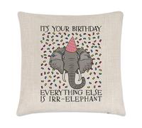 It's Your Birthday Tutto Else Is Irr-Elephant Lino Copricuscino Cuscino