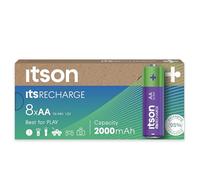 ITSON, batterie ricaricabili AA, pacco da 8, capacità 2000 mAh, imballagio con il 95% di materiali riciclati, Made in Japan, pile pre-caricate per orologi e telecomandi