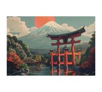 Itsukushima, set di 4 tovagliette con simbolo del santuario, resistenti al calore, lavabili, in tessuto Oxford, facili da pulire